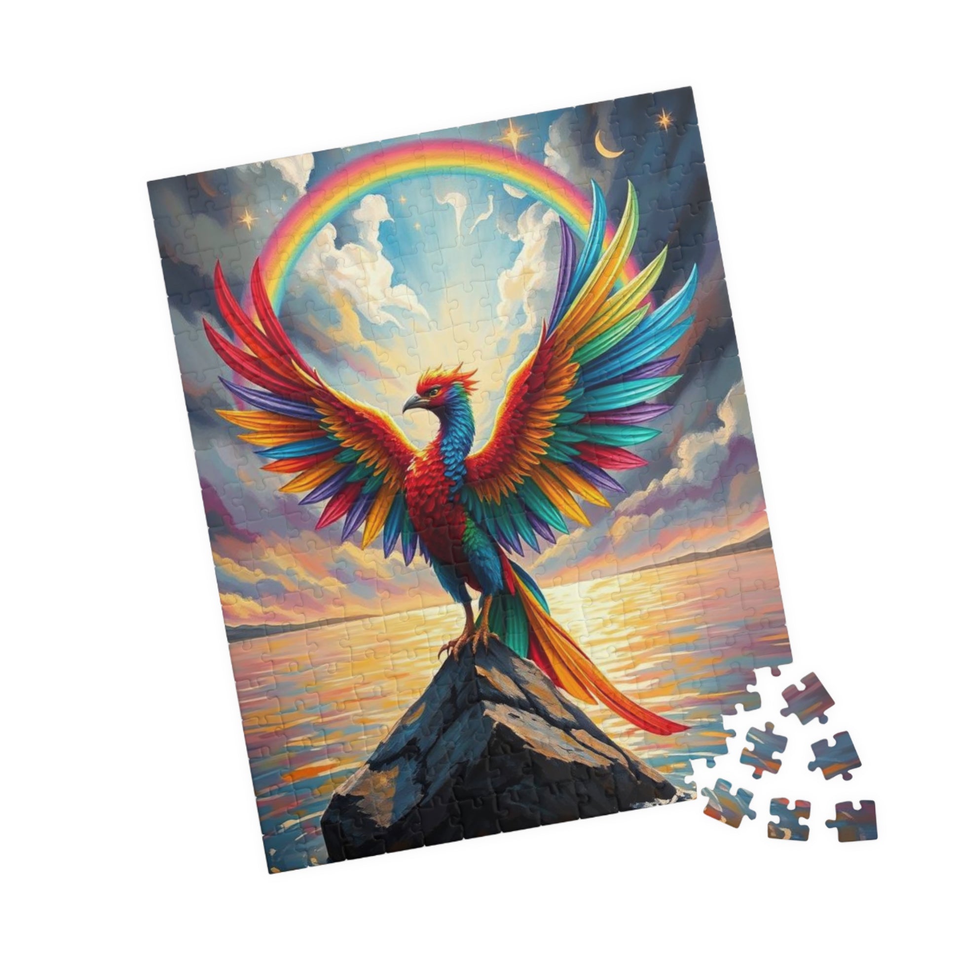 Rise in Rainbow Flame Jigsaw Puzzle, Colorful Phoenix Puzzle, Firebird Puzzle, LGBTQ Gift for Adult Pride Month Birthday Holiday Fun Puzzle The Puzzle Chest