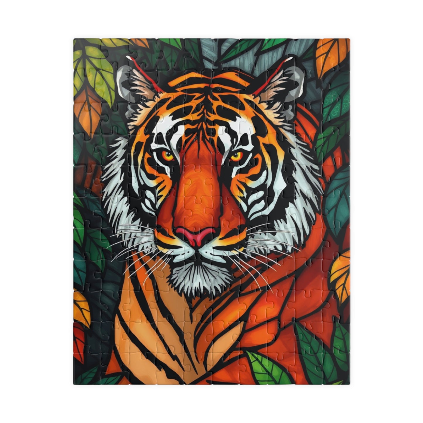 Tiger Art Puzzle - Colorful Wildlife Jigsaw for Nature and Animal Lovers, Gift for Friends and Family, Fun Indoor Activity 110 pcs (Vertical) Puzzle The Puzzle Chest