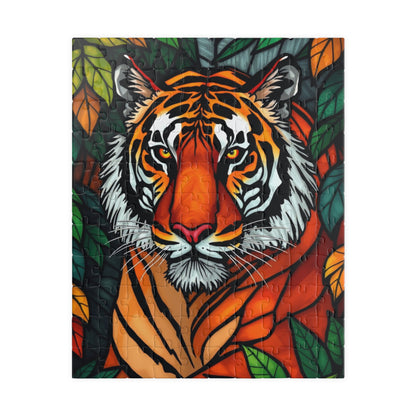 Tiger Art Puzzle - Colorful Wildlife Jigsaw for Nature and Animal Lovers, Gift for Friends and Family, Fun Indoor Activity 110 pcs (Vertical) Puzzle The Puzzle Chest