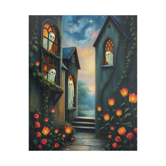 Hollow Window Watchers - Halloween Themed Ghost Jigsaw Puzzle, Fun Autumn Game, Family Activity, Halloween Decor, Gift for Puzzle Lovers