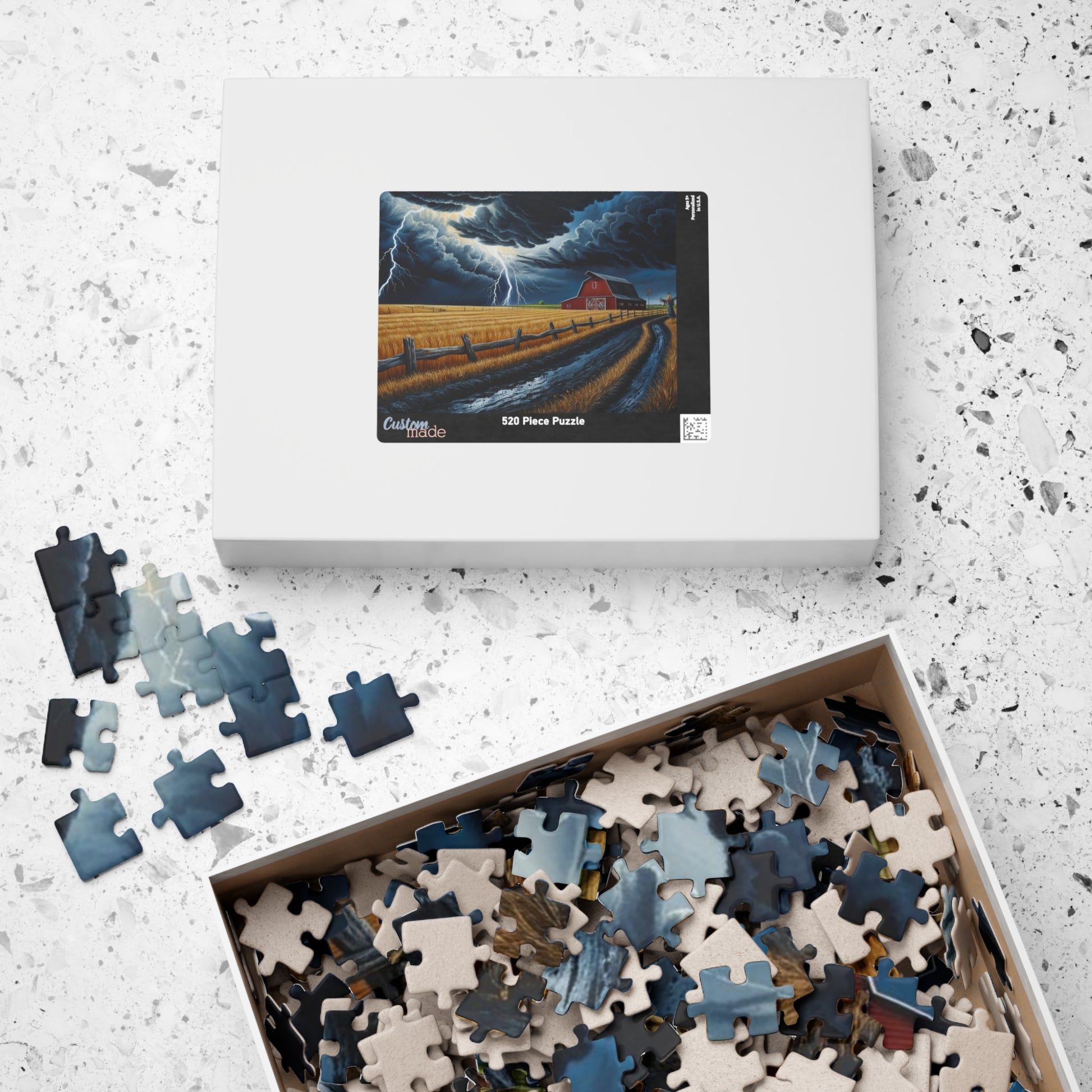 Stormy Barn Scene Puzzle | Relaxing Home Activity, Farmhouse Decor, Family Game Night, Nature Lover Gift, Rainy Day Fun Puzzle The Puzzle Chest