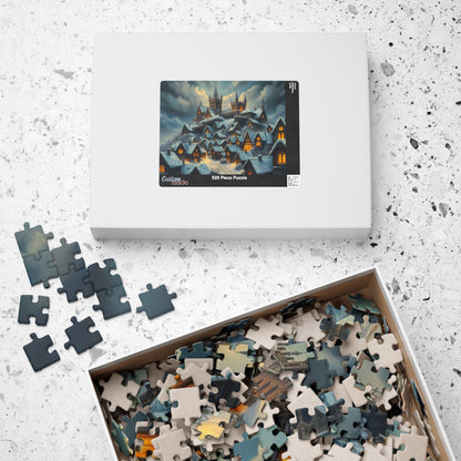 Gothic Hearths Winter Village Jigsaw Puzzle, Gothic Art Print of Enchanting Winter Castle, Puzzle Lover Gift for Dark Fantasy Enthusiasts Puzzle The Puzzle Chest