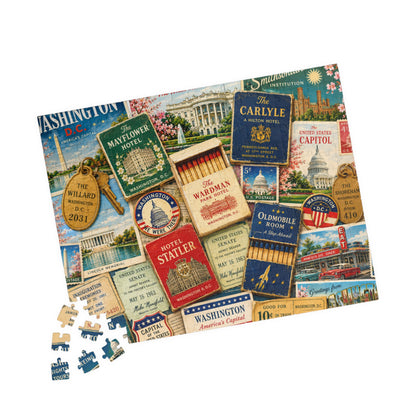 Washington DC Matchbook Puzzle | American History Memorabilia Jigsaw | Capital Landmark Patriotic Travel Nostalgia 252 pcs (Horizontal) Puzzle The Puzzle Chest