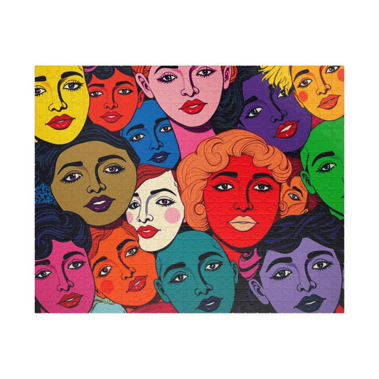 Colorful Women Faces Puzzle, 110, 252, 520, 1014-piece Pop Art Jigsaw, Unique Artwork, Gift for Her, Family Activity, Creative Hobby 520 pcs (Horizontal) Puzzle The Puzzle Chest