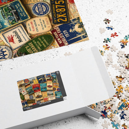 Vintage Car Matchbook Puzzle | Classic Automobile Memorabilia Jigsaw | Retro Road Trip Americana Motor Nostalgia Puzzle The Puzzle Chest