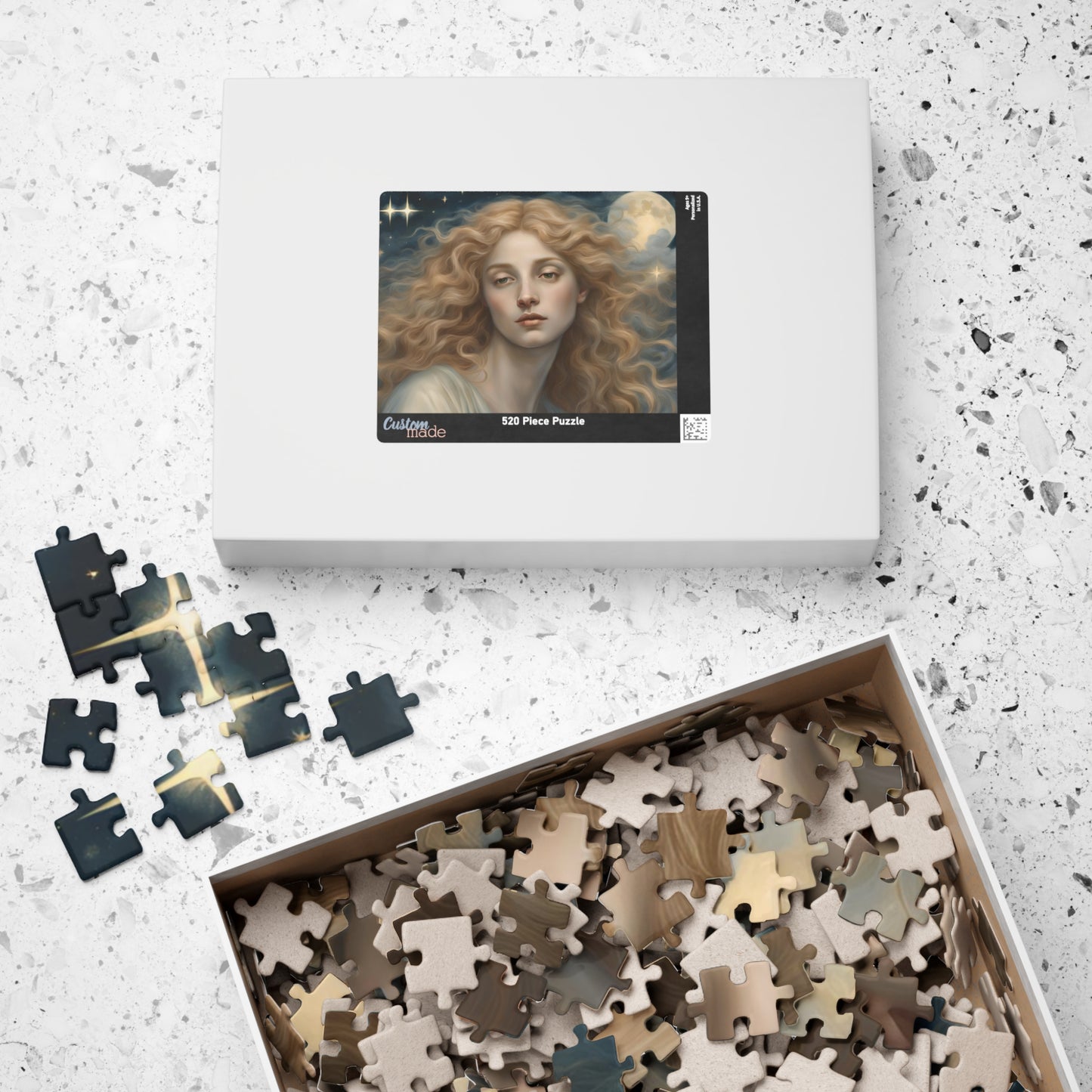 Golden Haired Celestial Angel Puzzle, Heavenly Angelic Creature Jigsaw Game, Religious Spiritual Art, Adult Entertainment, Hobby Puzzle The Puzzle Chest