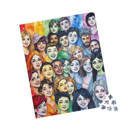 United in Joy Jigsaw Puzzle - Pride Rainbow Flag Faces, Queer Art Inclusive Game for Family Fun, Holiday Birthday Gift Idea, Team Building Puzzle The Puzzle Chest