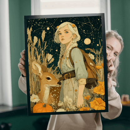 Birch Forest Fairy-Tale Jigsaw Puzzle - Golden Haired Girl and Gentle Deer, Nature Game for Adults, Fall Gift, Family Fun, Brain Teaser Puzzle The Puzzle Chest