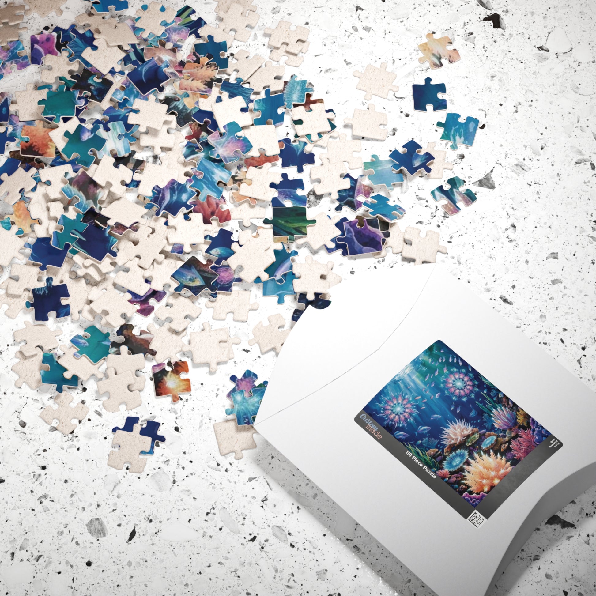 Trippy Ocean Jigsaw Puzzle, Radiant Coral Reef Mandala Puzzle, Bioluminescent Sea Creatures, 110 252 520 1014-Piece Puzzle for Adults, Hobby Puzzle The Puzzle Chest