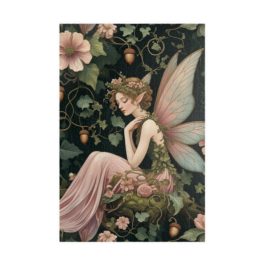 Whimsical Fairy Jigsaw Puzzle, Floral Flower Vintage Design, Mythical Creature Tabletop Family Activity Game, Fantasy Art Lover Gift, Hobby