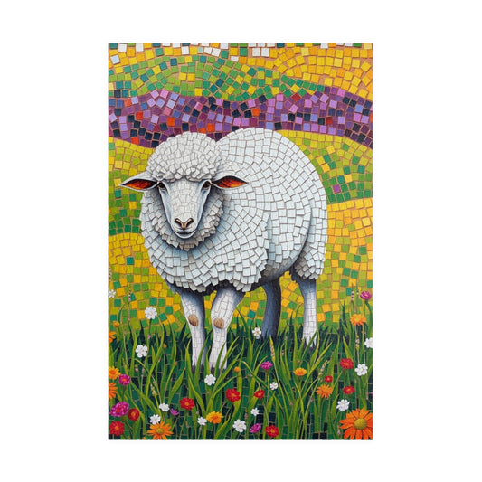 Mosaic Sheep Puzzle, Lamb Grazing in Colorful Flower Meadow, 110-1014-piece Animal Themed Jigsaw Game, Relaxing Hobby, Mindfulness Activity 1014 pcs (Vertical) Puzzle The Puzzle Chest