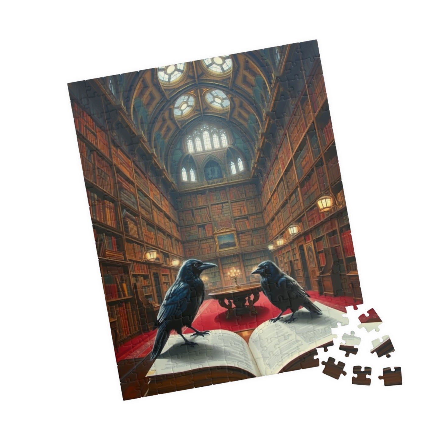 Mystical Library Ravens Puzzle, Book Lover Gift, 110-1014 Piece Jigsaw, Cozy Home Activity, Unique Challenge, Gothic Leisure Entertainment Puzzle The Puzzle Chest