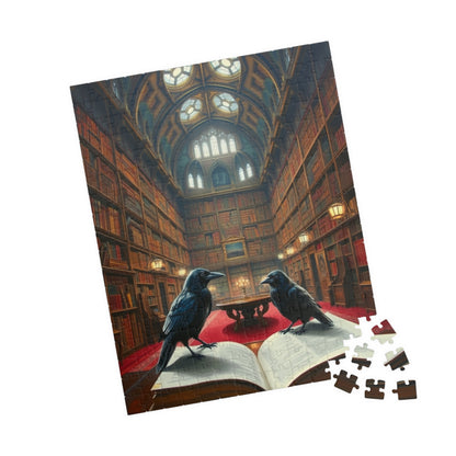 Mystical Library Ravens Puzzle, Book Lover Gift, 110-1014 Piece Jigsaw, Cozy Home Activity, Unique Challenge, Gothic Leisure Entertainment Puzzle The Puzzle Chest
