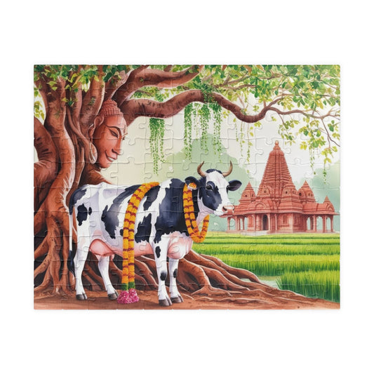 Serene Cow Puzzle - 110 to 1014 Pieces, Meditation Gift for Cow Lovers, Family Fun Activity, Unique Home Entertainment, Mindfulness Puzzle