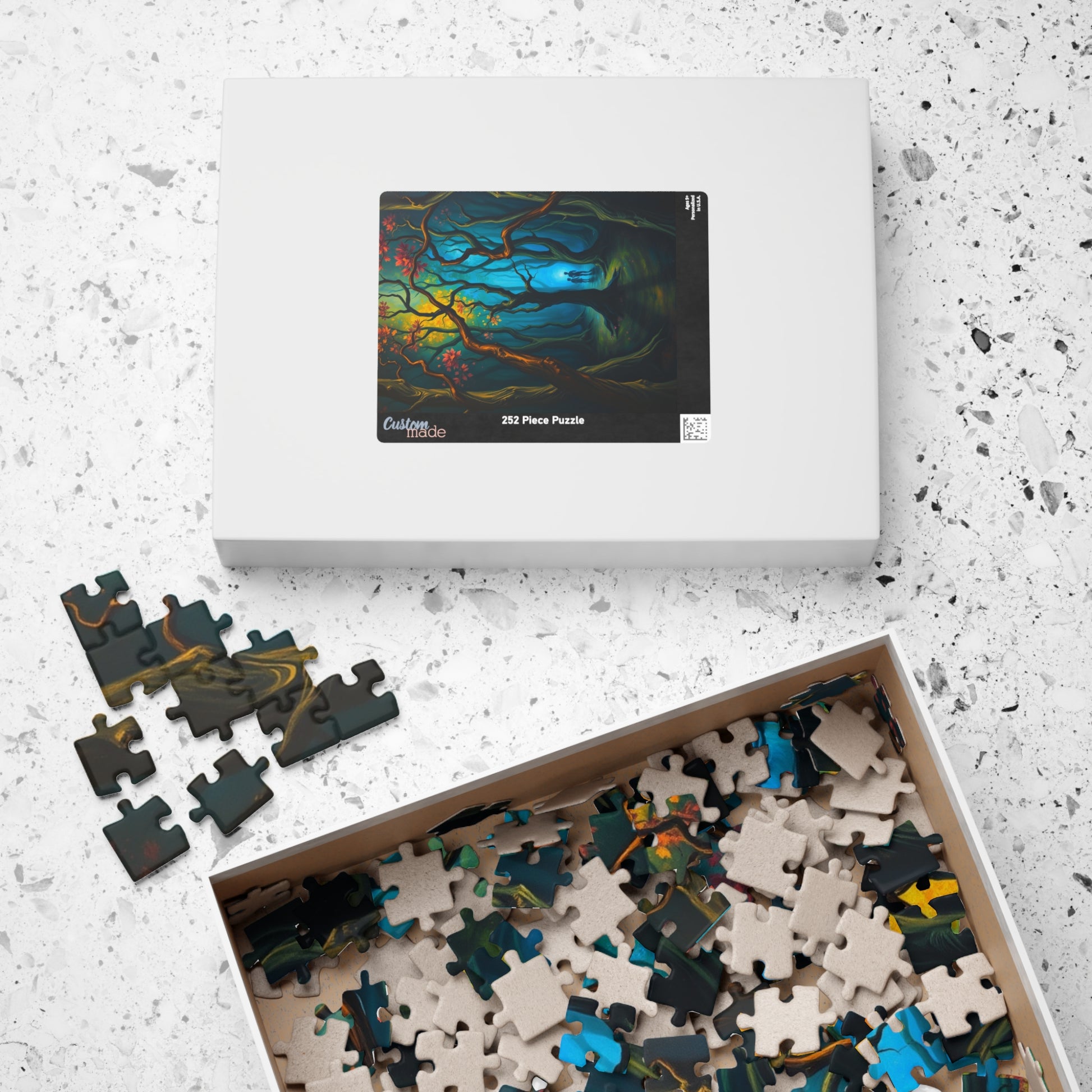 Enchanting Forest Puzzle - Ghostly Figures and Blue Mist Gothic Jigsaw Game, Perfect Gift for Nature Lovers, Family Game Night, Relaxation The Puzzle Chest