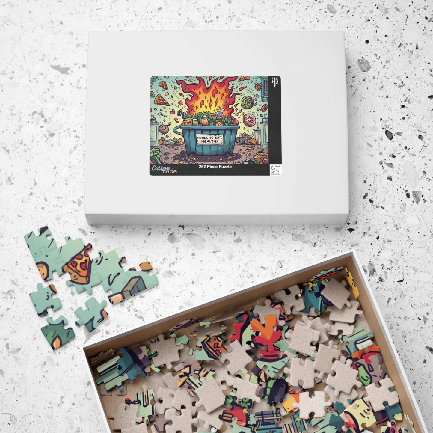 Funny Healthy Eating Jigsaw Puzzle - Dumpster Fire Meme, Family Game Night or Solo Fun, Holiday Birthday Gift, Brain Teaser Puzzle The Puzzle Chest