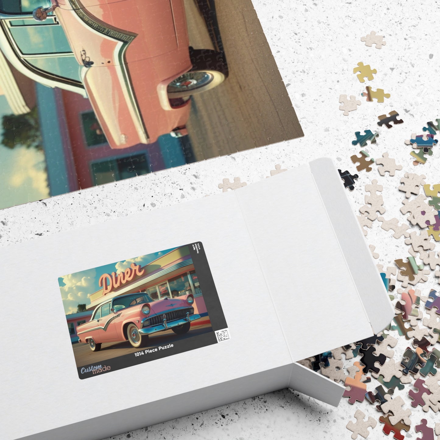 Vintage Auto Jigsaw Puzzle, 1955 Crown Victoria Retro Diner Scene, Nostalgic Auto Art Puzzle The Puzzle Chest