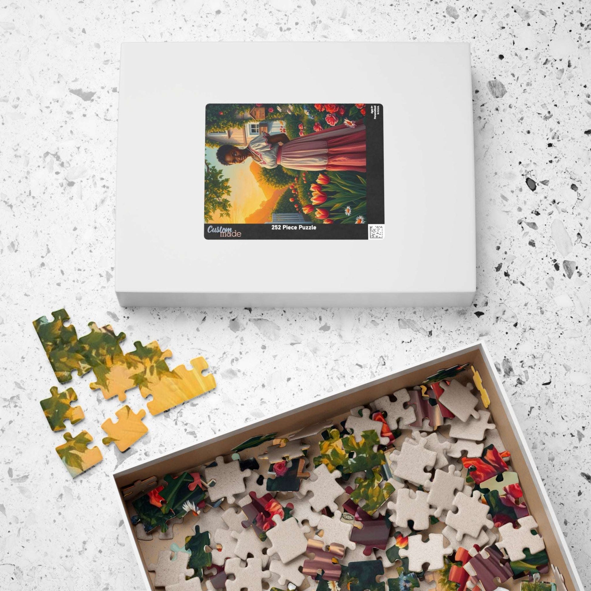 Garden Serenity Jigsaw Puzzle - Black Woman Illustration, Afrocentric Art Puzzle The Puzzle Chest