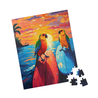 Surfside Flock Jigsaw Puzzle - Tropical Birds on the Waves, Parrots Puzzle, Gift for Animal Puzzle Lover, Family Game Night, Beach Decor Puzzle The Puzzle Chest
