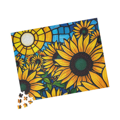 Bright Floral Horizon Sunflower Field Puzzle, Nature Art Landscape Jigsaw Game for Family Game Night, Adult Puzzle Lover Gift, Brain Teaser