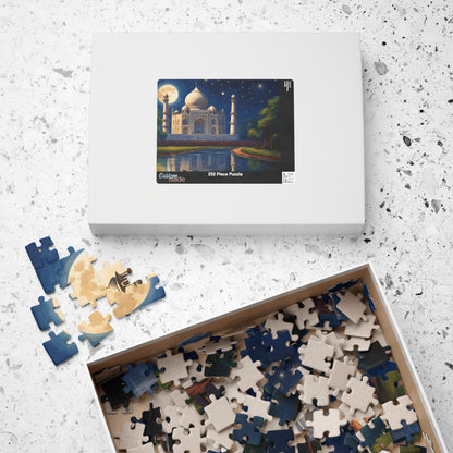 Taj Mahal Night Scene Jigsaw Puzzle, Starry Sky Iconic Landmark Tabletop Game, Family Entertainment Quiet Time Activity, Hobby Puzzle Lover Puzzle The Puzzle Chest