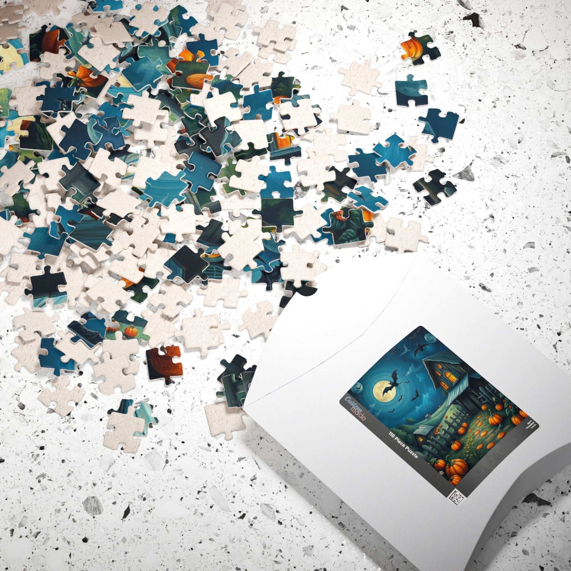 Moonlight Barn Halloween Puzzle, Spooky Night Scene 110 252 520-Piece Jigsaw Perfect Birthday Gift for Puzzle Lover, Fall Decor, Family Fun Puzzle The Puzzle Chest