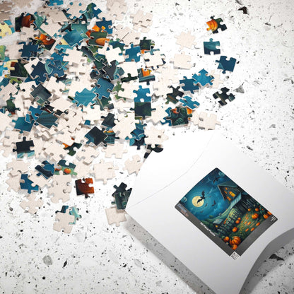 Moonlight Barn Halloween Puzzle, Spooky Night Scene 110 252 520-Piece Jigsaw Perfect Birthday Gift for Puzzle Lover, Fall Decor, Family Fun Puzzle The Puzzle Chest