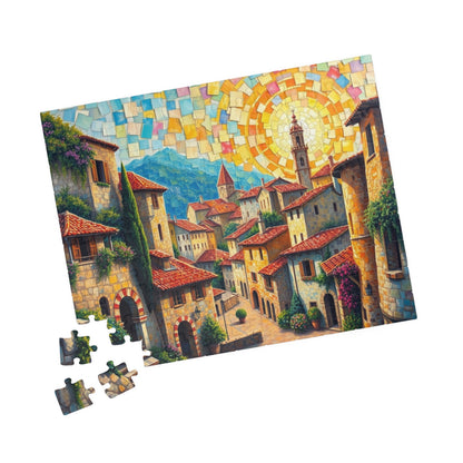 Quaint Medieval Village Mosaic Puzzle, 110 252 520 1014-Piece Jigsaw, Relaxing Mindfulness Activity, Family Friendly Tabletop Game, Hobby The Puzzle Chest