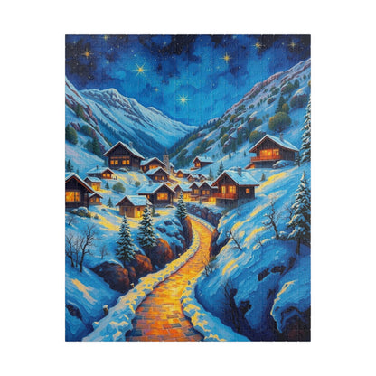 Cozy Winter Nights Puzzle, Snowy Village Artwork, 110-1014 Piece Jigsaw for Family Fun, Christmas Gift, Holiday Décor, Winter Activity 520 pcs (Vertical) The Puzzle Chest