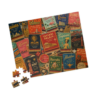Vintage Las Vegas Matchbook Puzzle | Retro Casino Memorabilia Jigsaw | Classic Strip Neon Nostalgia 110 pcs (Horizontal) Puzzle The Puzzle Chest