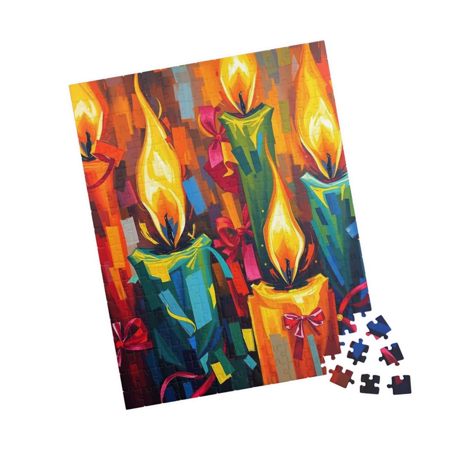 Candlelight Jigsaw Puzzle for Adults - Cozy Abstract Candle Art Christmas Theme