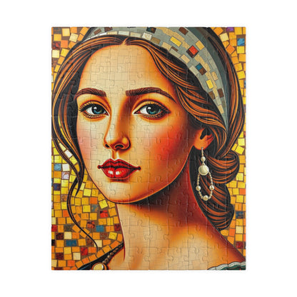 Mosaic Portrait Renaissance Woman Puzzle - 110, 252, 520, 1014-piece | Decorative Gift for Art Lover, Family or Solo Fun, Unique Collectible 110 pcs (Vertical) Puzzle The Puzzle Chest