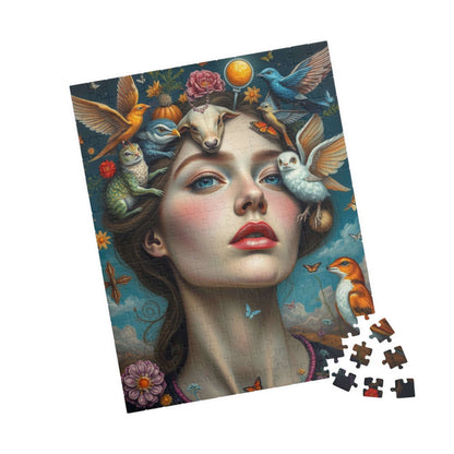 Surreal Self Portrait Jigsaw Puzzle, 110/252/520/1014 Piece, Frida Kahlo Inspired, Dreamlike Animals & Nature, Gift for Art Lovers, Mindful Puzzle The Puzzle Chest