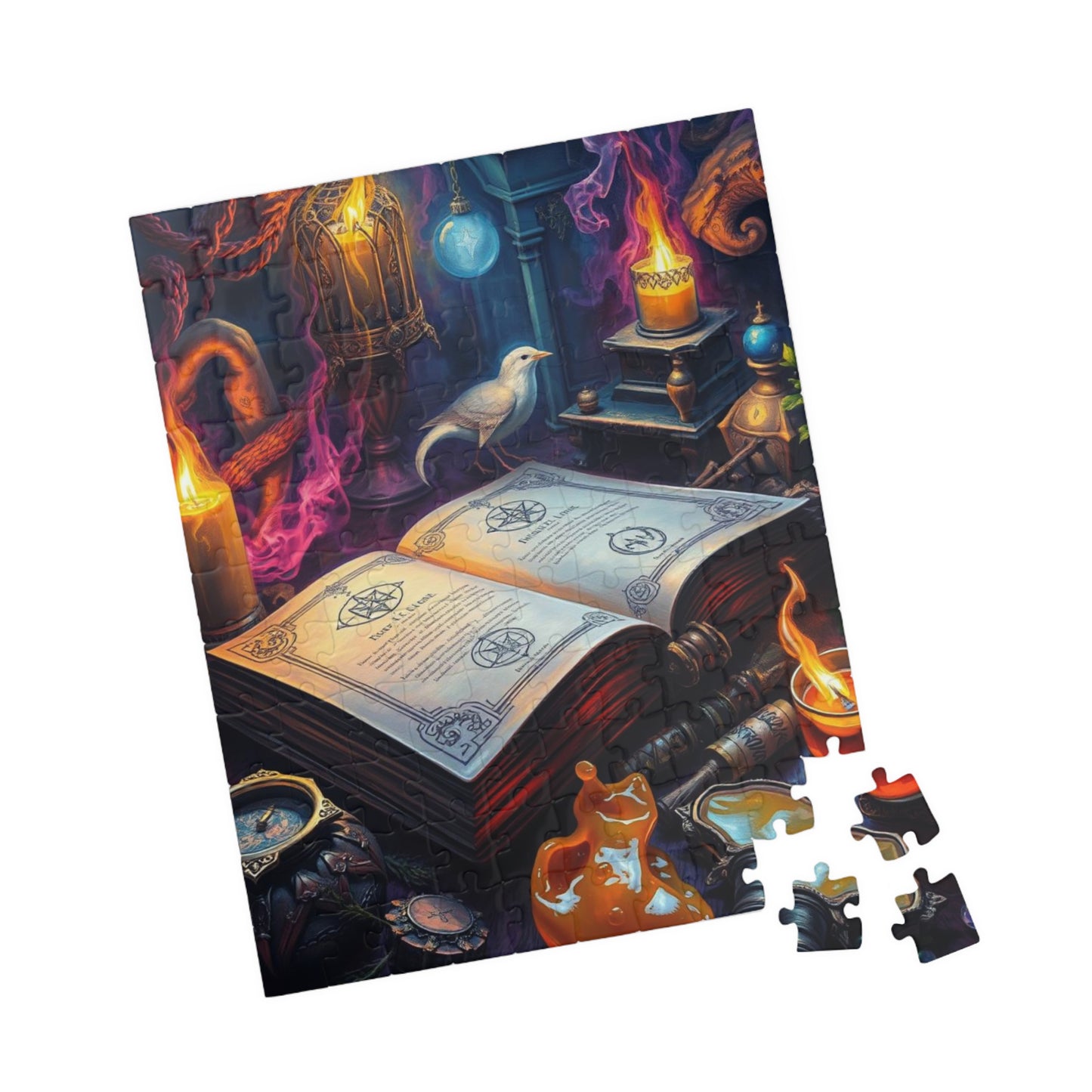 Cursed Ink Ritual - Mystical Spellbook Puzzle, Enchanting Halloween Jigsaw for Puzzle Lover Gothic Gift for Friend, Game Night, Brain Teaser
