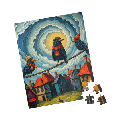 Crooked Choir Crows Puzzle - Colorful Bird Jigsaw Game for Halloween Fun Family Game Night, Gift for Puzzle Lover, Mindful Brain Teaser