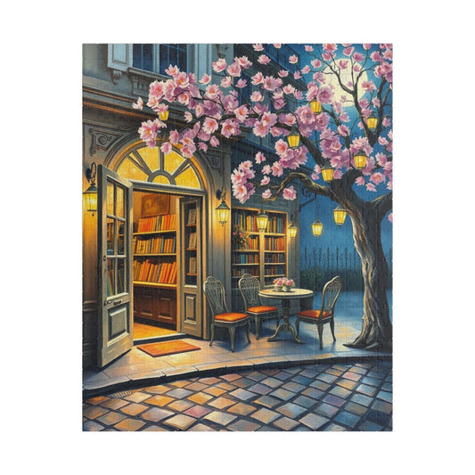 Lantern-Lit Spring Bookstore Jigsaw Puzzle - Vintage Bookshop Gift for Book Lovers Puzzle The Puzzle Chest
