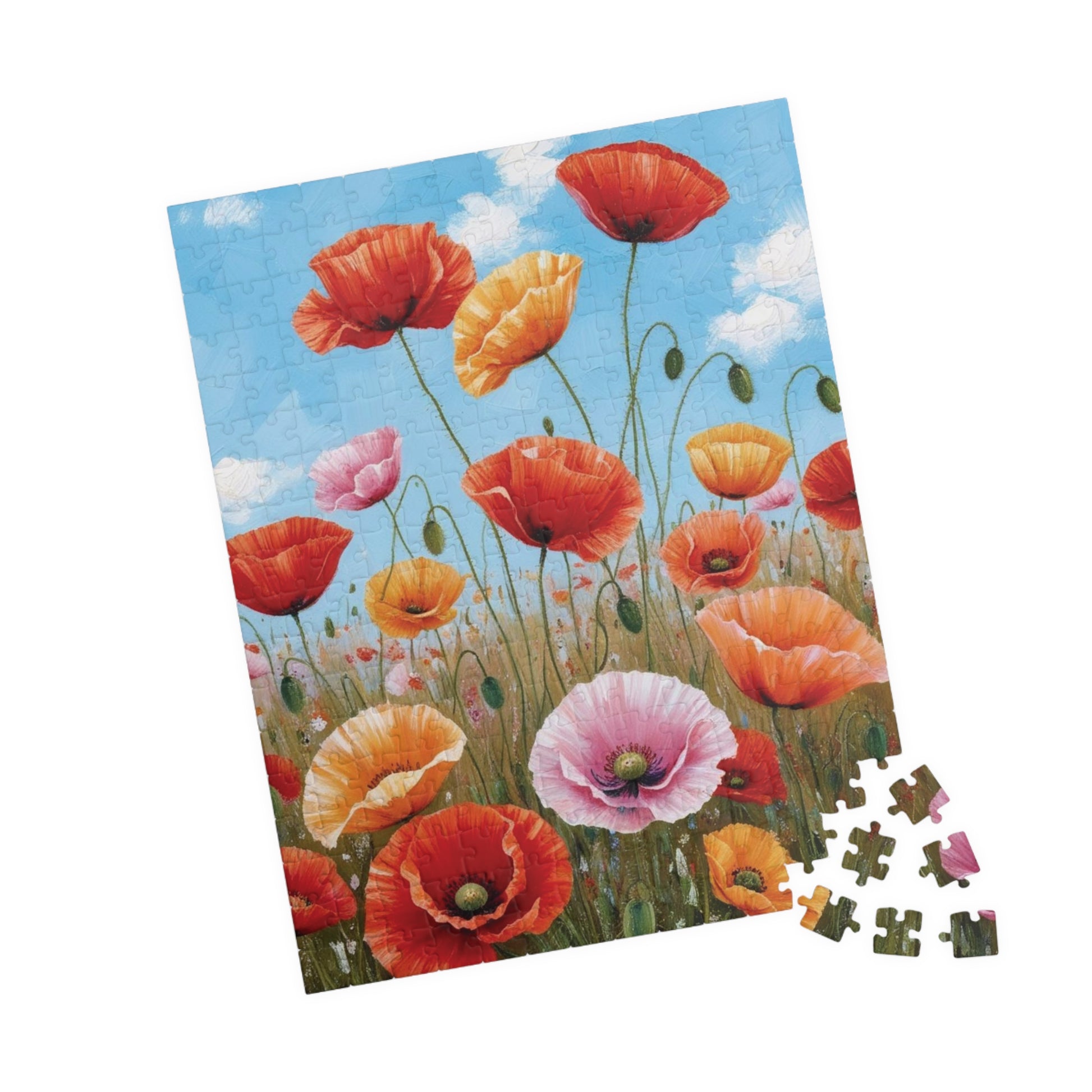 Blooming Poppies Puzzle, Close Up View, Colorful Floral Meadow Scene, Nature-Inspired Jigsaw Game, Unique Gift Art Enthusiast, Puzzle Lover Puzzle The Puzzle Chest