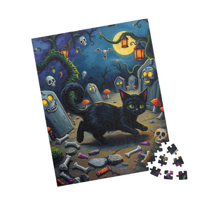 Tailspin Grave Mischief Jigsaw Puzzle - Spooky Cat Puzzle, 110-1014 Piece Halloween Gift, Cat Lover Decor, Family Activity Haunted Night Fun