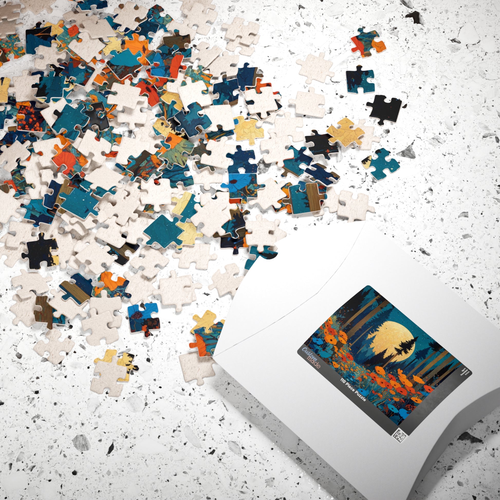 Mystical Night Garden Jigsaw Puzzle – Wildflower Forest Beneath the Moon, Nature-Inspired Landscape Puzzle Puzzle The Puzzle Chest