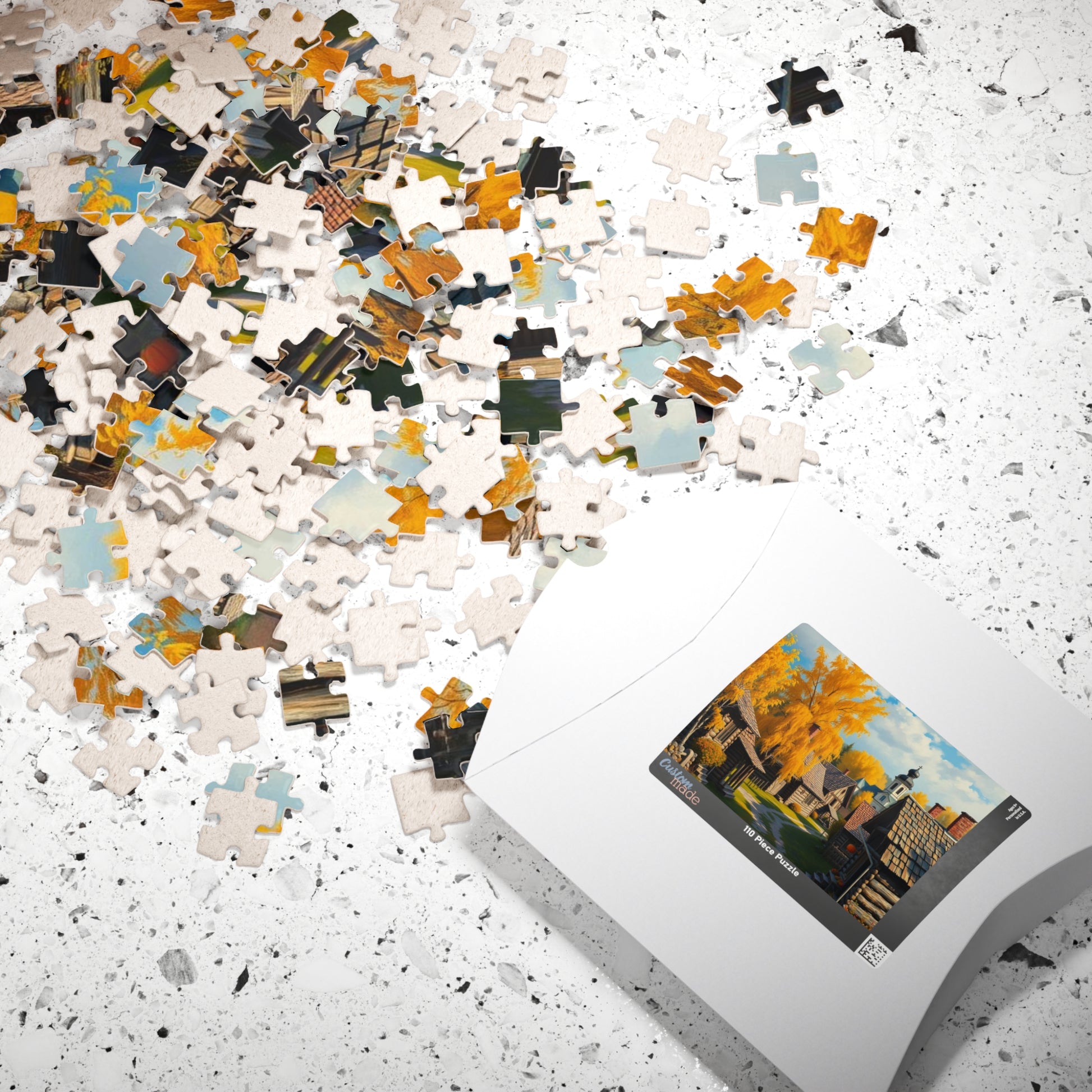 Rustic Slavic Village Jigsaw Puzzle for Adults, Autumn Wooden Cottages Golden Birch Trees, Gift for Friends, Family Activity, Creative Hobby Puzzle The Puzzle Chest