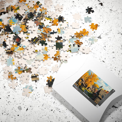 Rustic Slavic Village Jigsaw Puzzle for Adults, Autumn Wooden Cottages Golden Birch Trees, Gift for Friends, Family Activity, Creative Hobby Puzzle The Puzzle Chest