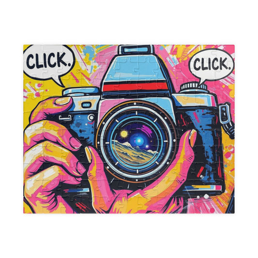 Vintage Camera Puzzle, Colorful Pop Art Jigsaw Puzzle Gift for Photography Lovers, Fun Family Activity, Home Entertainment, Educational Toy 110 pcs (Horizontal) Puzzle The Puzzle Chest