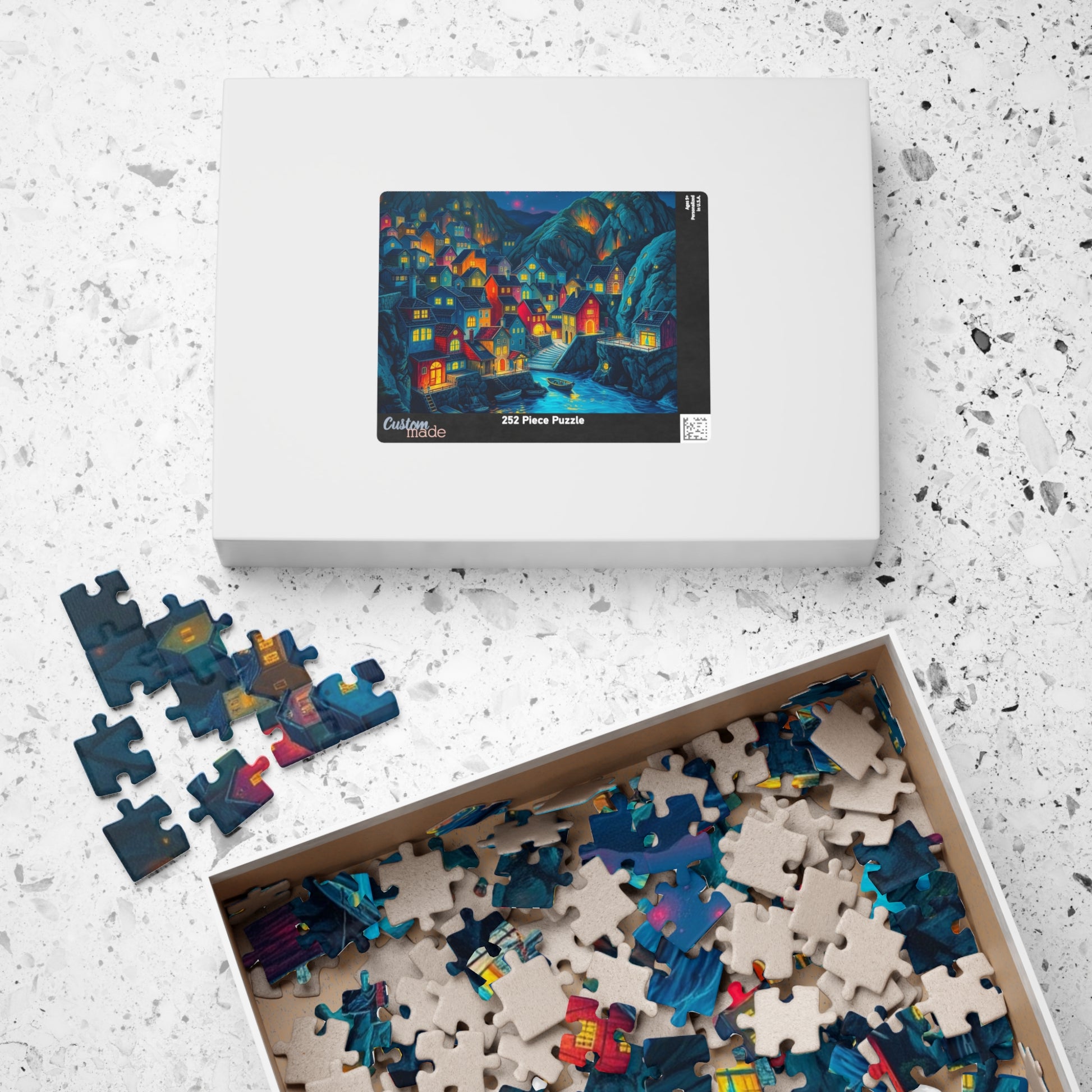 Bioluminescent 3D Village Jigsaw Puzzle for Adults, Cinematic Style with Glowing Colors and Dramatic Town Scene, Ideal Gift for Puzzle Fan The Puzzle Chest