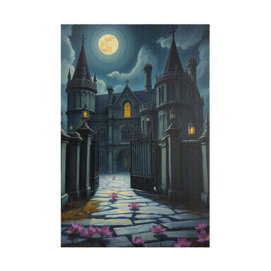 Haunting Gothic Mansion Puzzle 110, 252, 520, 1014-piece, Moonlit Abandoned House with Glowing Window, Fans of Mystical Atmospheric Art Gift 1014 pcs (Vertical) Puzzle The Puzzle Chest
