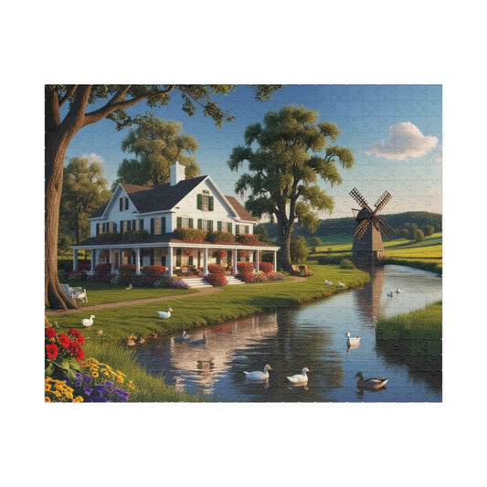 Quiet Farmstead Landscape Puzzle, Charming Summer Countryside Jigsaw Game for Family and Friends, Gift for Holidays 520 pcs (Horizontal) Puzzle The Puzzle Chest