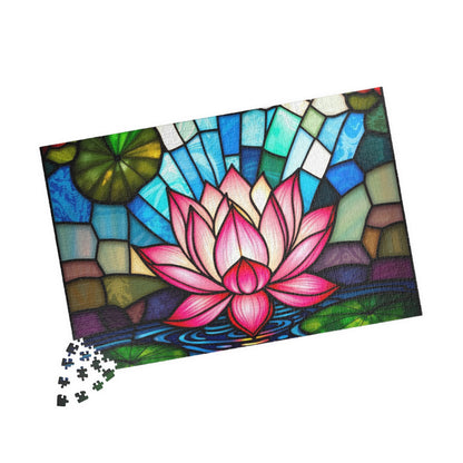 Lotus Jigsaw Puzzle, Sacred Pink Flower in Bloom, Faith-Based Nature Themed Game, Relaxation Activity, Unique Gift for Puzzle Lover