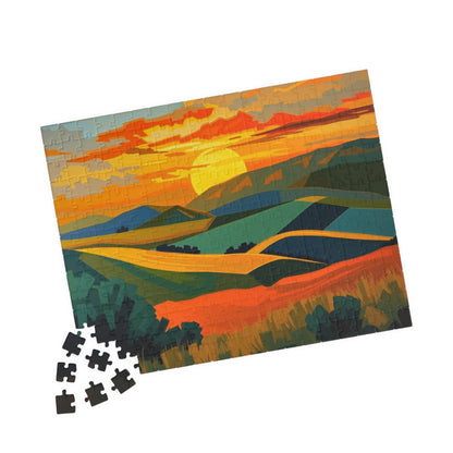 Sunset Landscape Puzzle, Abstract Jigsaw Game, Colorful Nature Art Puzzle for Adult Puzzle The Puzzle Chest
