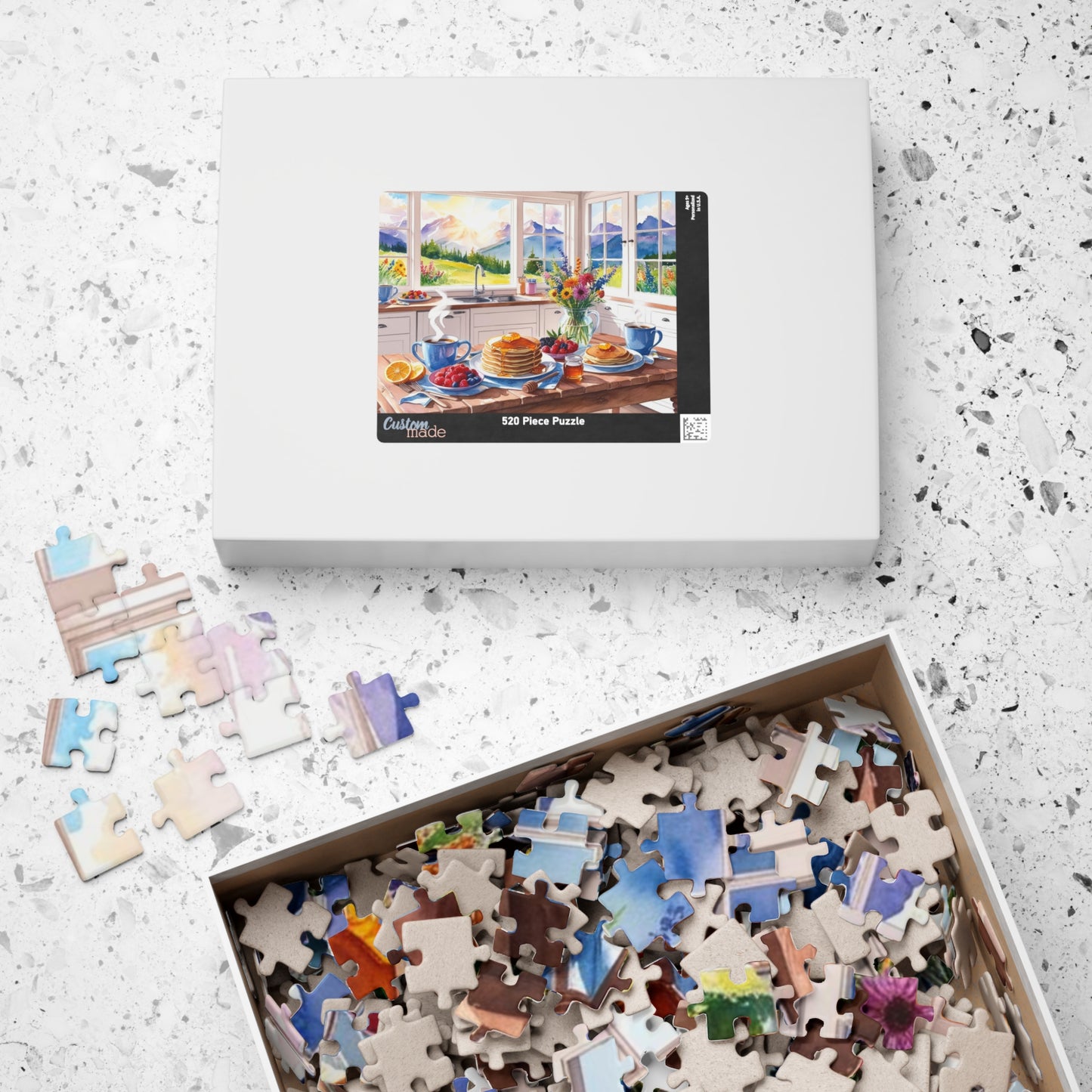Breakfast Spread Foodie Jigsaw Puzzle, Country Mountain Background, Kitchen Decor, Home Entertainment, Puzzle Lover Gift for Friend Puzzle The Puzzle Chest