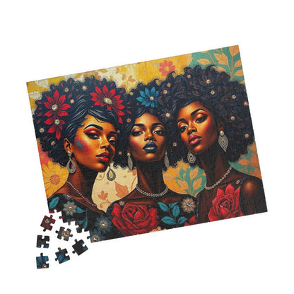 Afrocentric Jigsaw Puzzle, Black Woman Artwork, Cultural Design for Family Fun, Home Entertainment Gift for Puzzle Lover, Mindful Activity