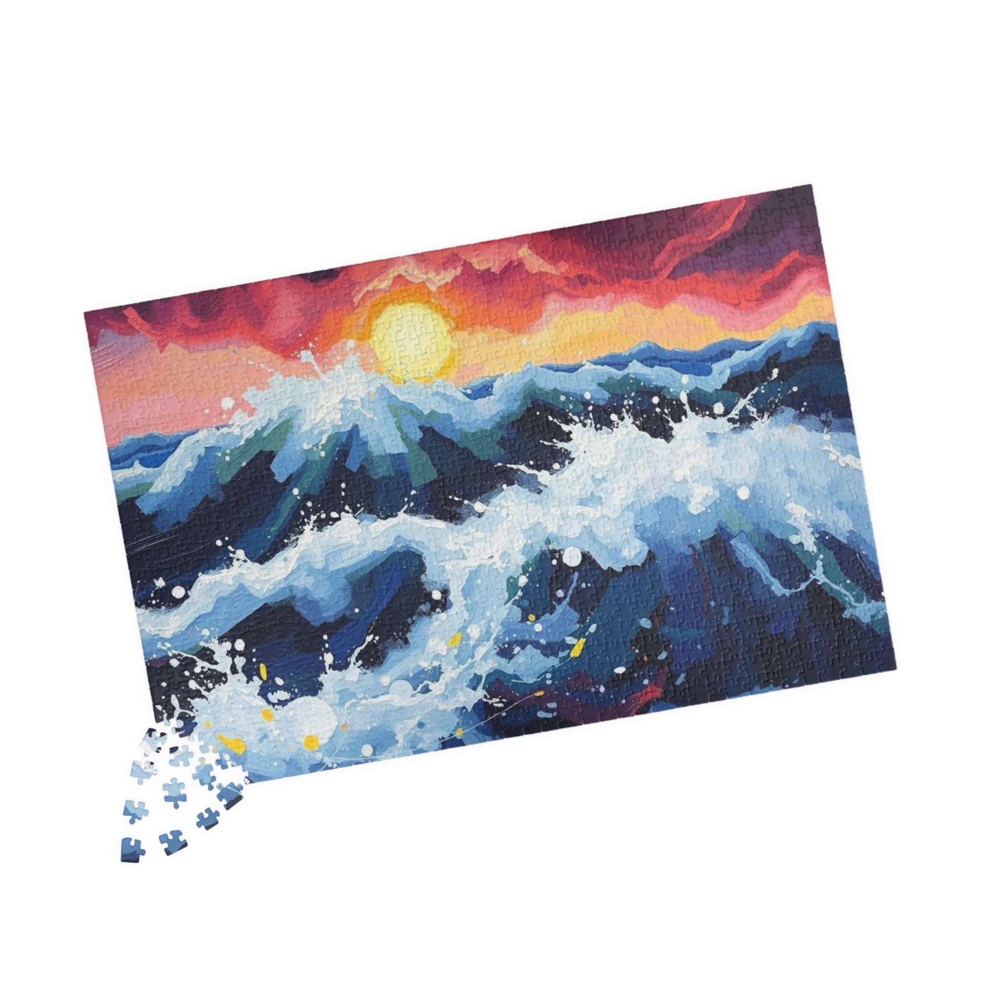 Abstract Ocean Sunrise Puzzle for Adults - Colorful Seascape Jigsaw Game